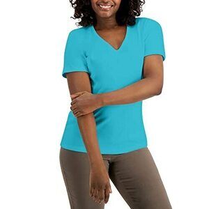 Karen S Cotton V Neck Top Aqua Oasis S